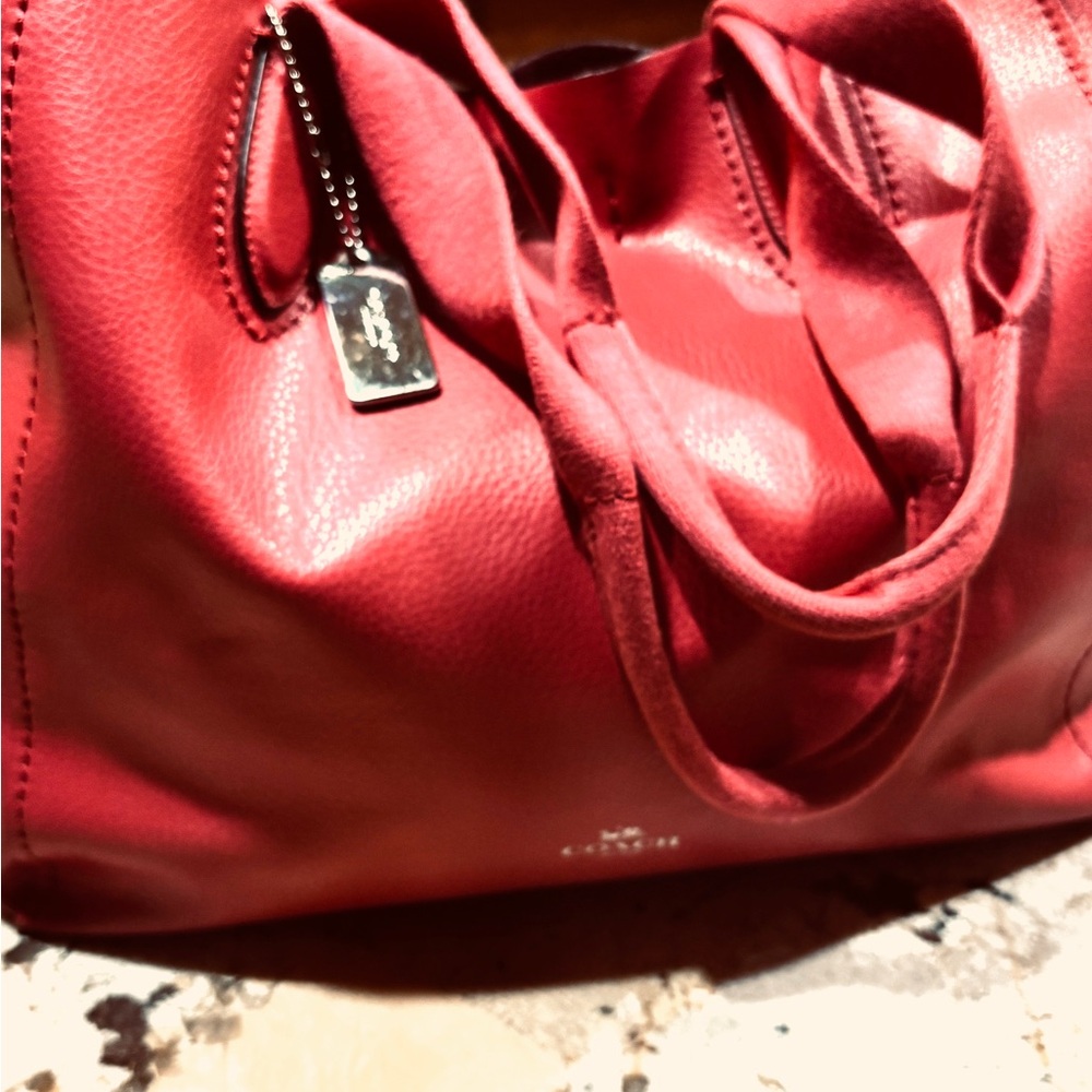 Coach Red Leather Tote Bag
